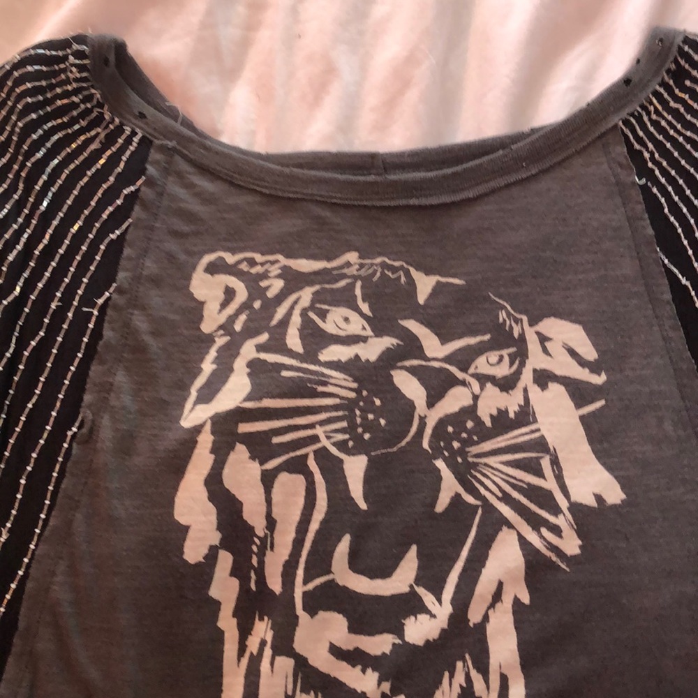 RARE free people embellished tiger tee